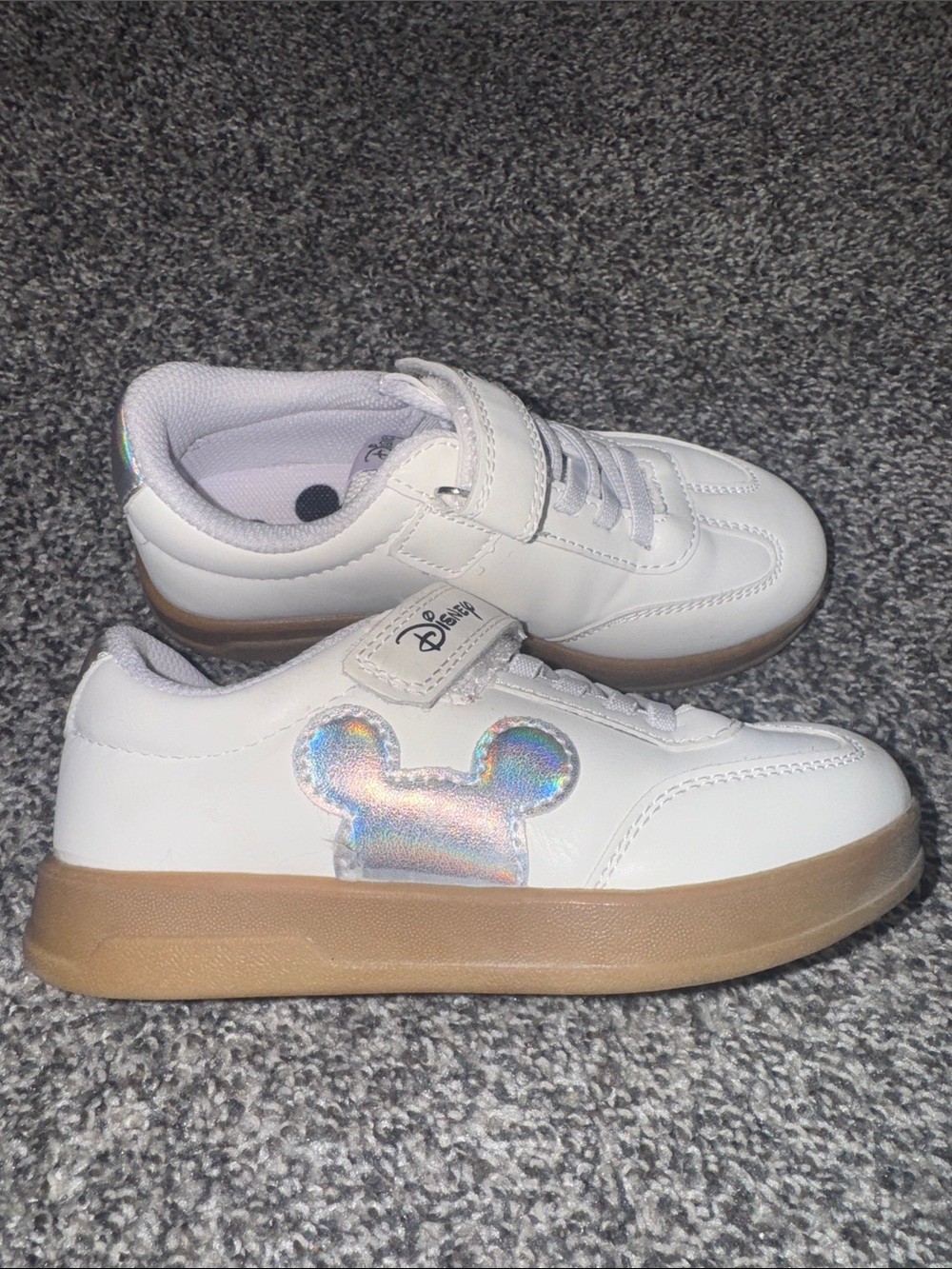 Disney Kids' White Sneakers with Holographic Mickey Accent